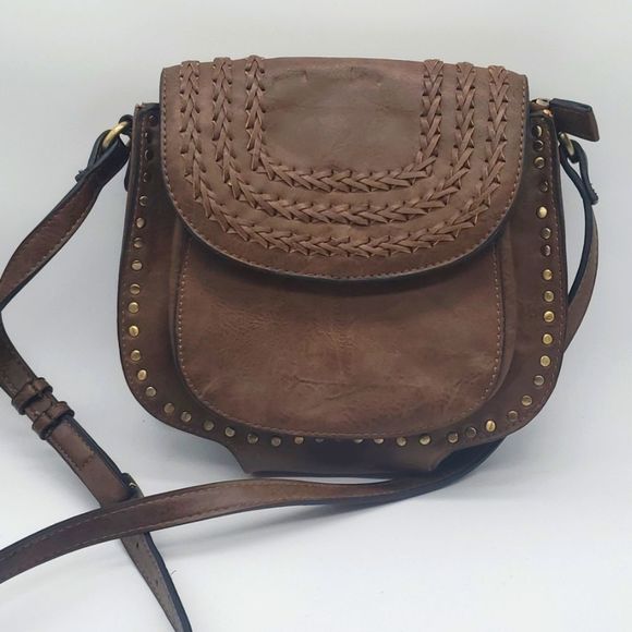 Antik Kraft brown faux leather bag with bronze accents - Picture 1 of 6